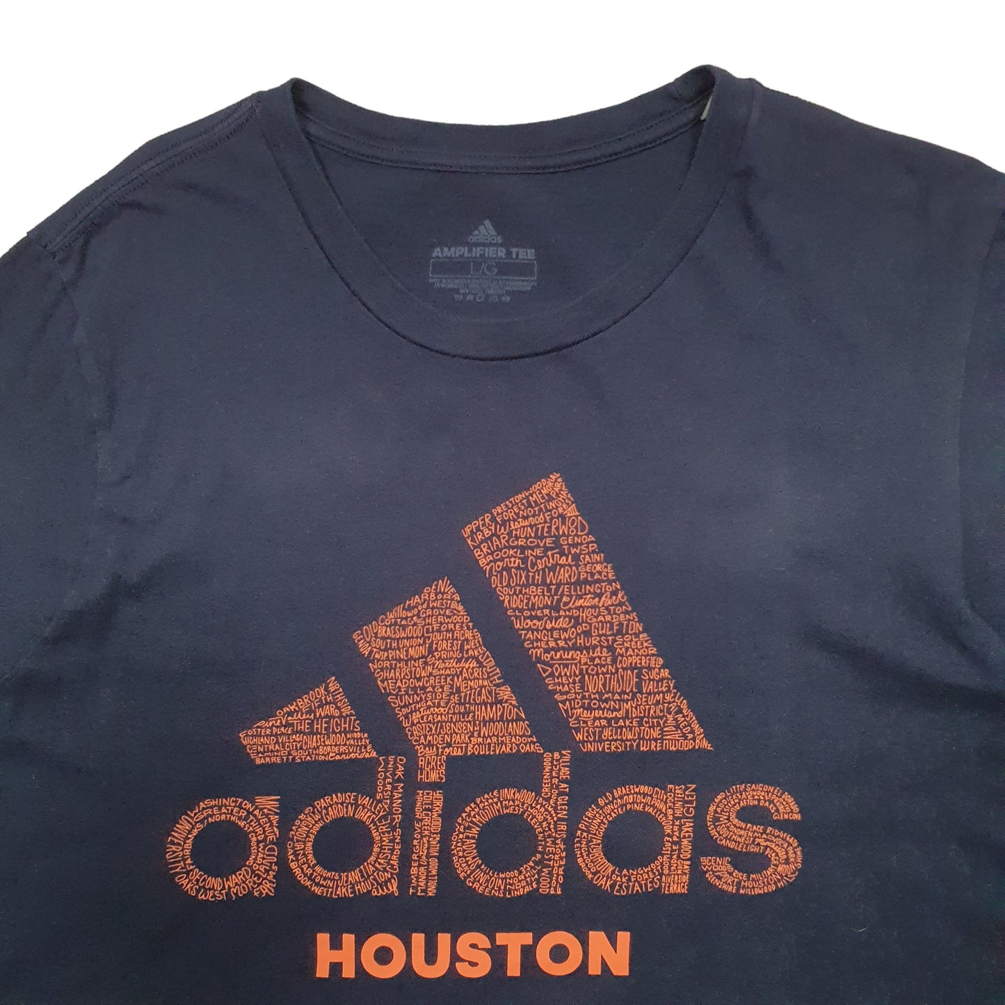 Mens Navy Adidas Spellout Houston Short Sleeve T Shirt