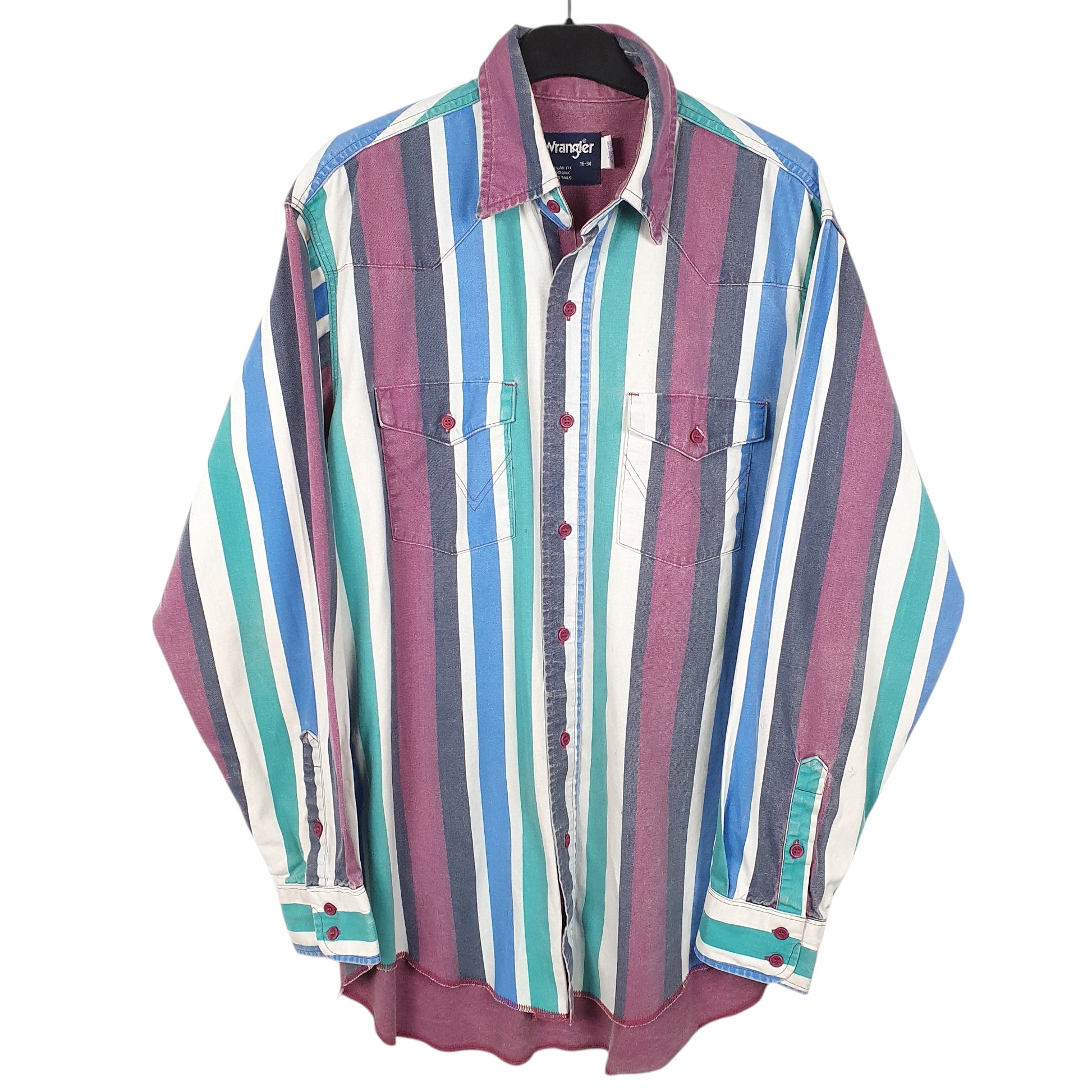 Mens White Wrangler Vintage Made In USA X Long Tails Long Sleeve Shirt