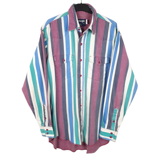 Mens White Wrangler Vintage Made In USA X Long Tails Long Sleeve Shirt