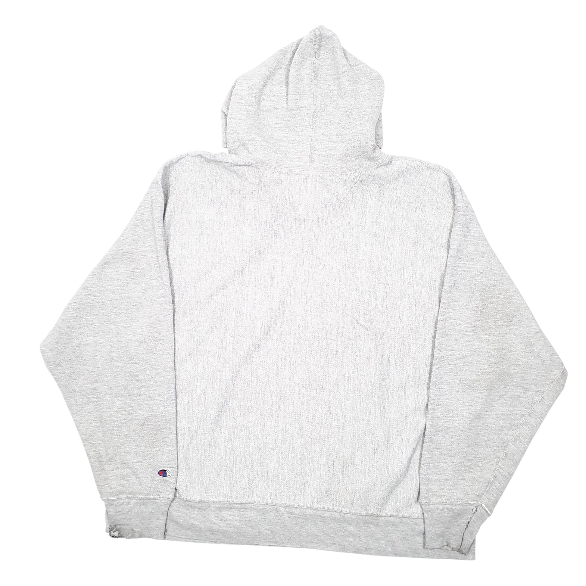 Mens Grey Champion Vintage 2000s Reverse Weave Stanley Fatmax Hoodie Jumper