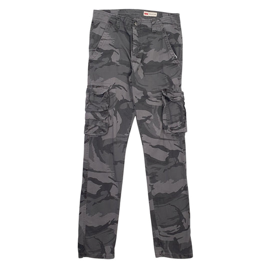 Mens Grey Wrangler Taper Camo Cargo Trousers