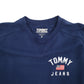 Mens Navy Tommy Hilfiger Jeans Spellout USA Flag Crewneck Jumper