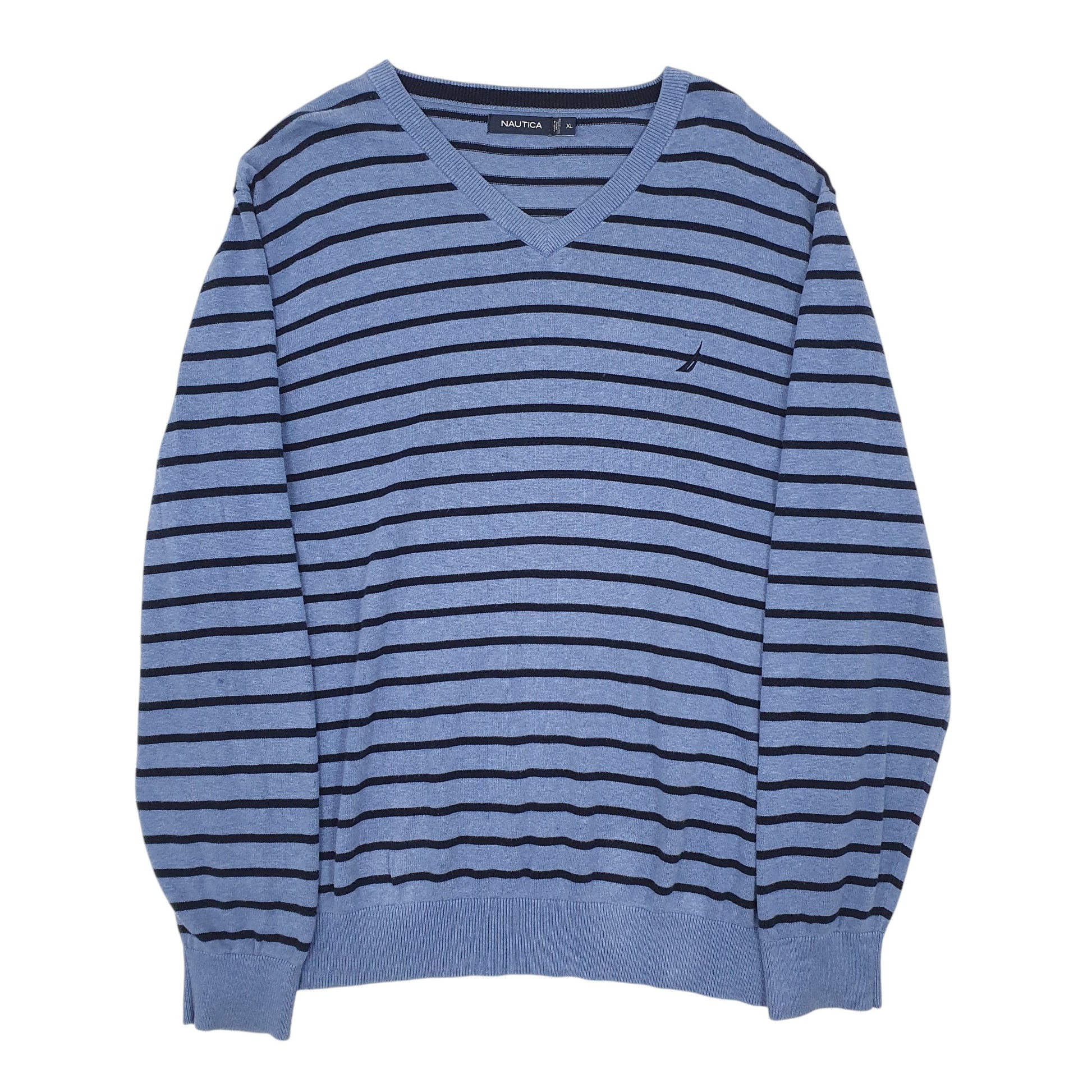 Mens Blue Nautica Knitwear V Neck Jumper