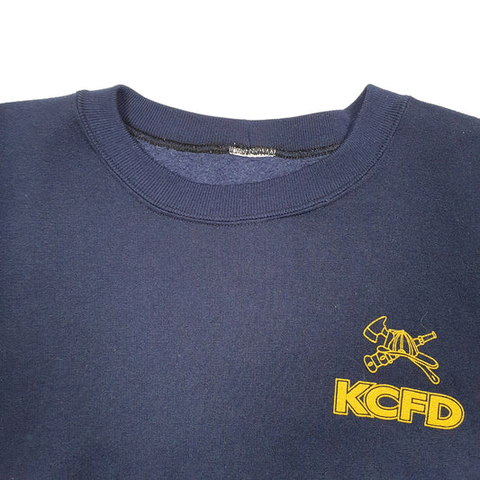 Mens Navy Unbranded Vintage KCFD Kansas City Fire Department Crewneck Jumper