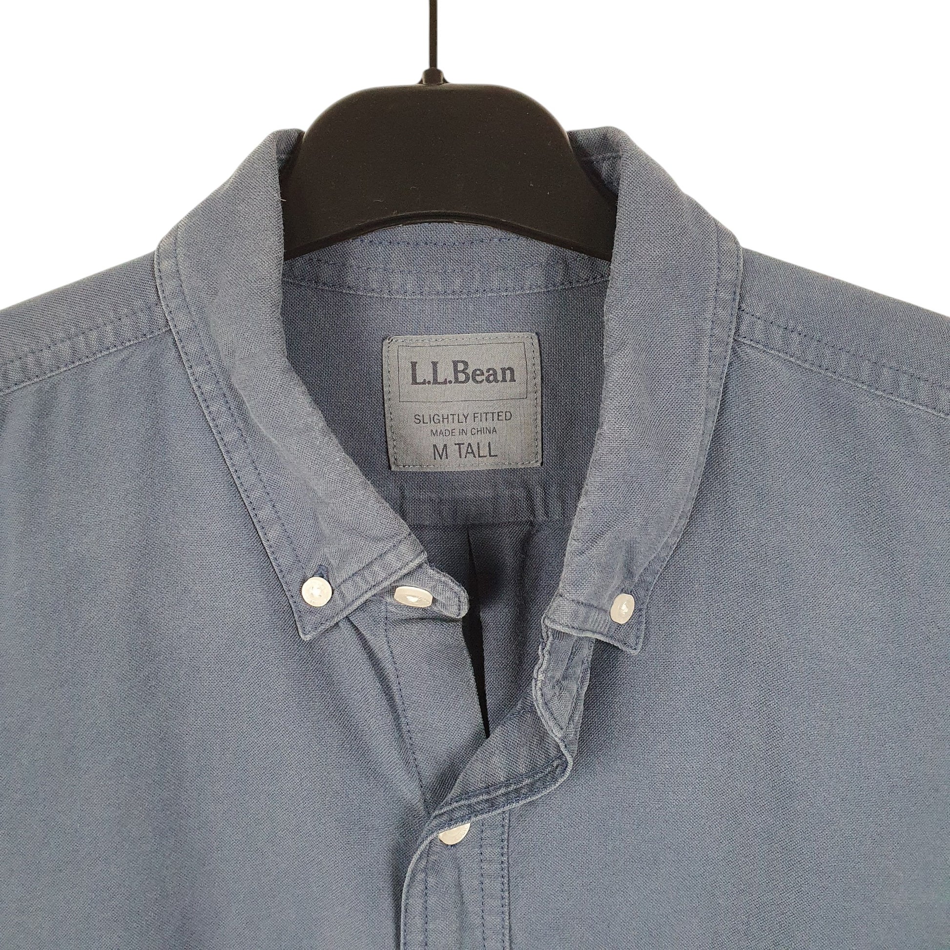 Mens Navy L.L.Bean Tall Slightly Fitted Long Sleeve Shirt