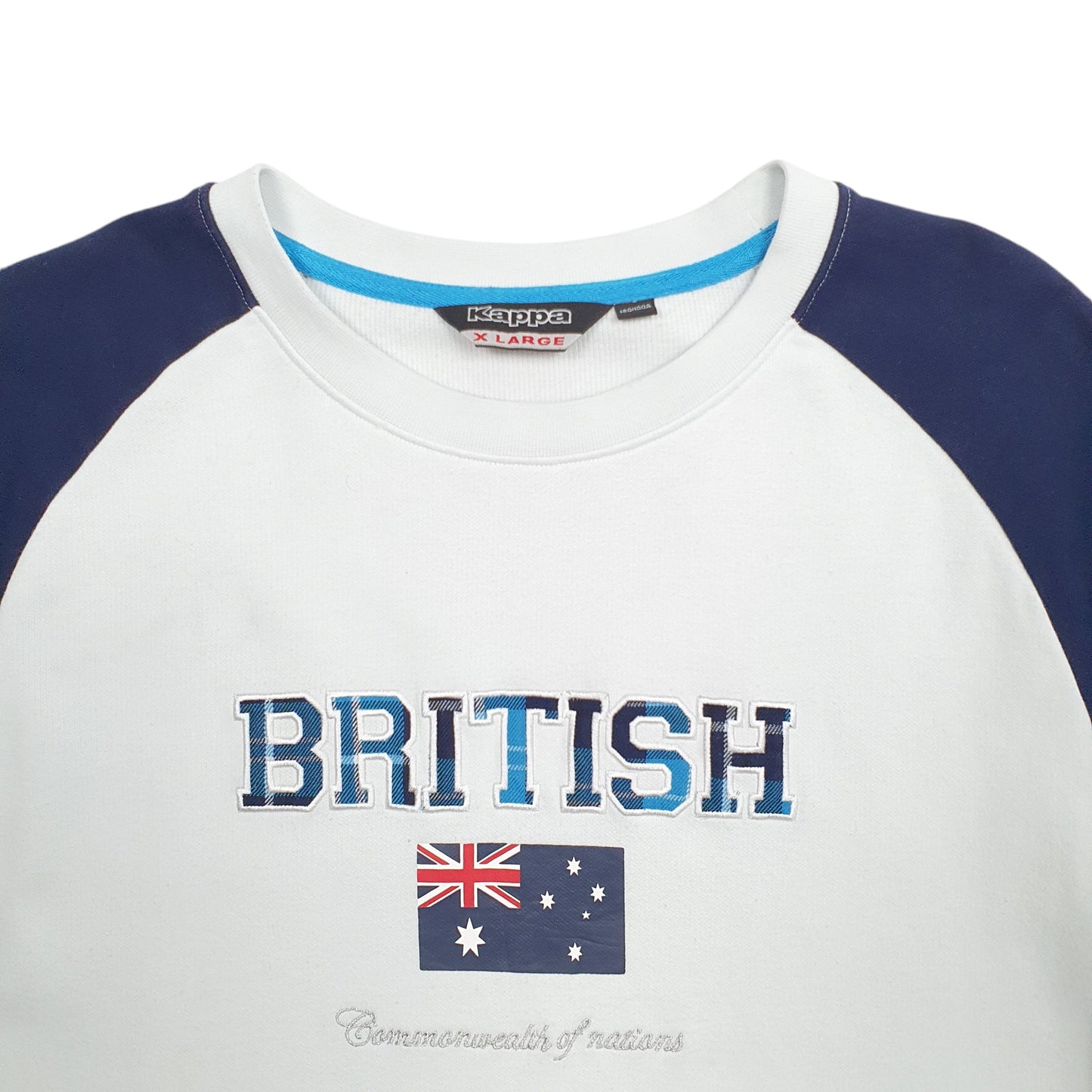 Mens White Kappa British Spellout Crewneck Jumper