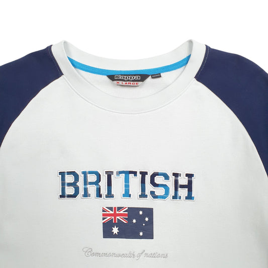 Mens White Kappa British Spellout Crewneck Jumper