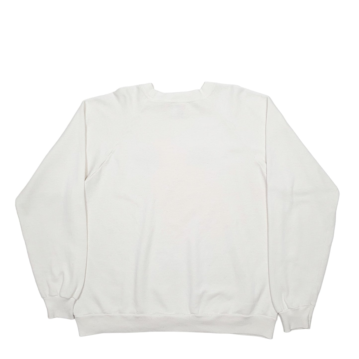 Mens White Hanes Made In USA Vintage 90's Cat Crewneck Jumper