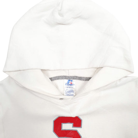 Mens White Russell Athletic SC Baseball Spellout Hoodie Jumper