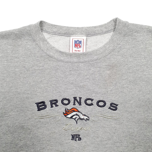 Womens Grey NFL Denvsr Broncos Football Crewneck Jumper