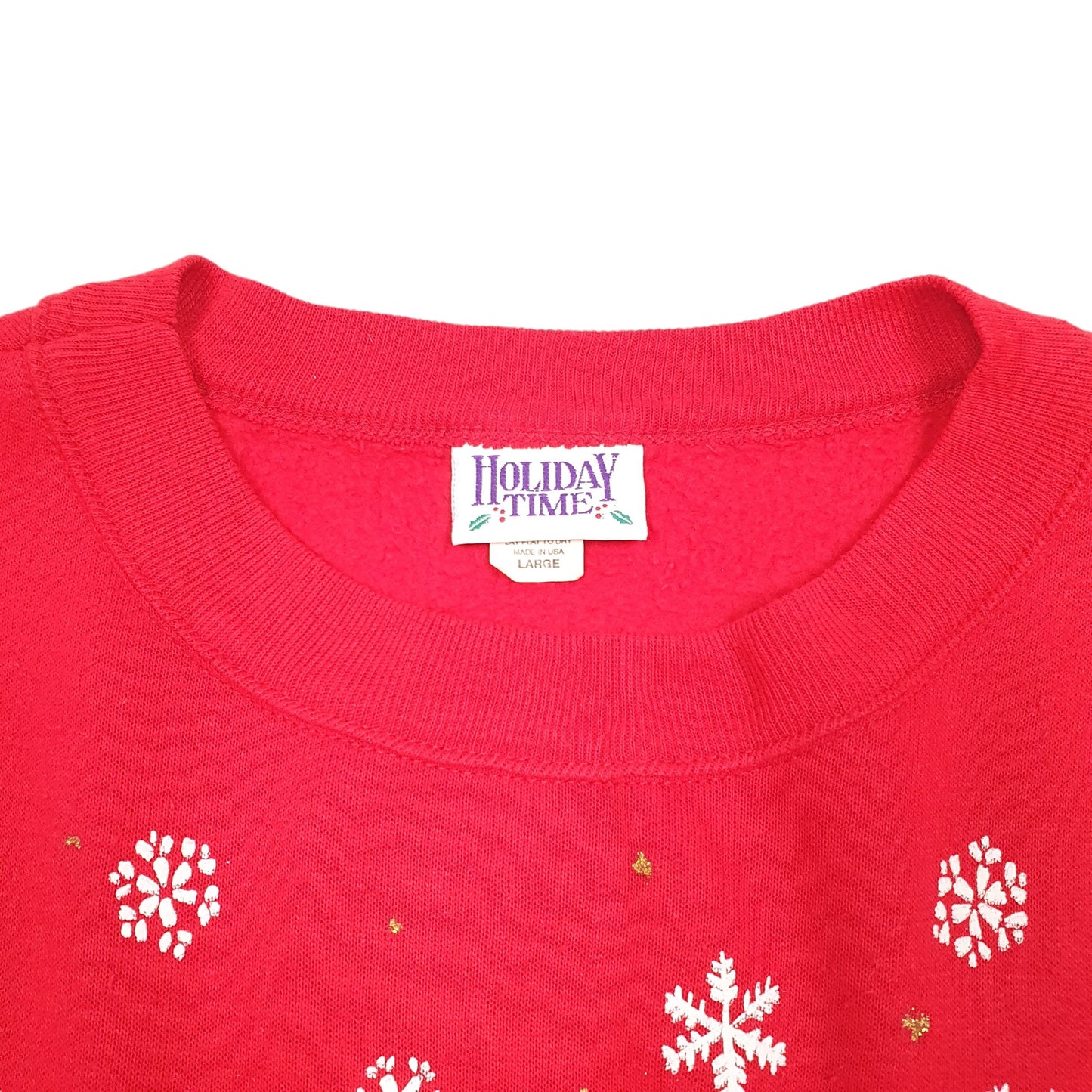 Mens Red Holiday Time Vintage Festive Christmas Snowmen Made In USA 90s Crewneck Jumper