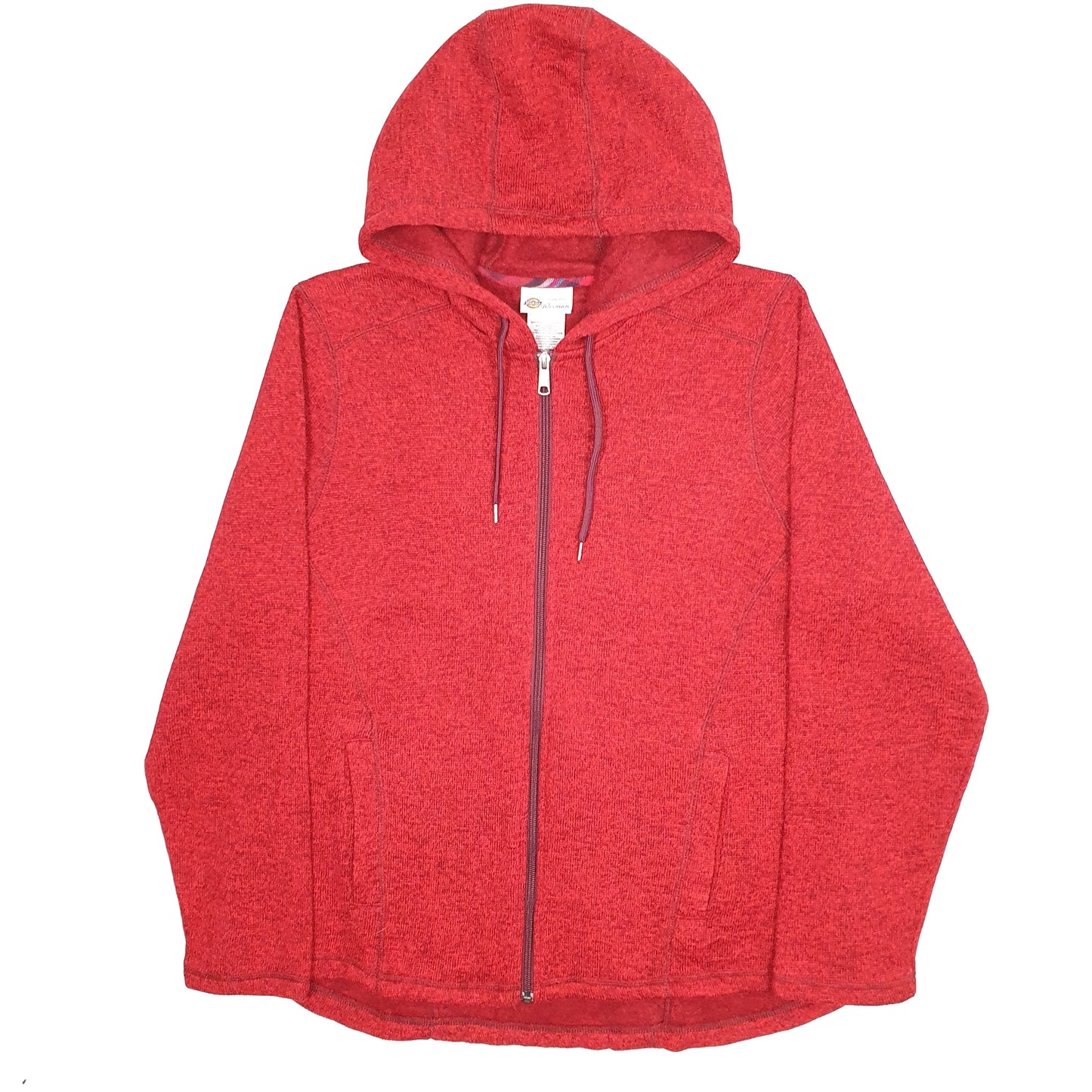 Womens Red Dickies Workwear Hoodie Full Zip Jumper