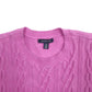 Womens Pink Lands End Cable Knit Crewneck Jumper