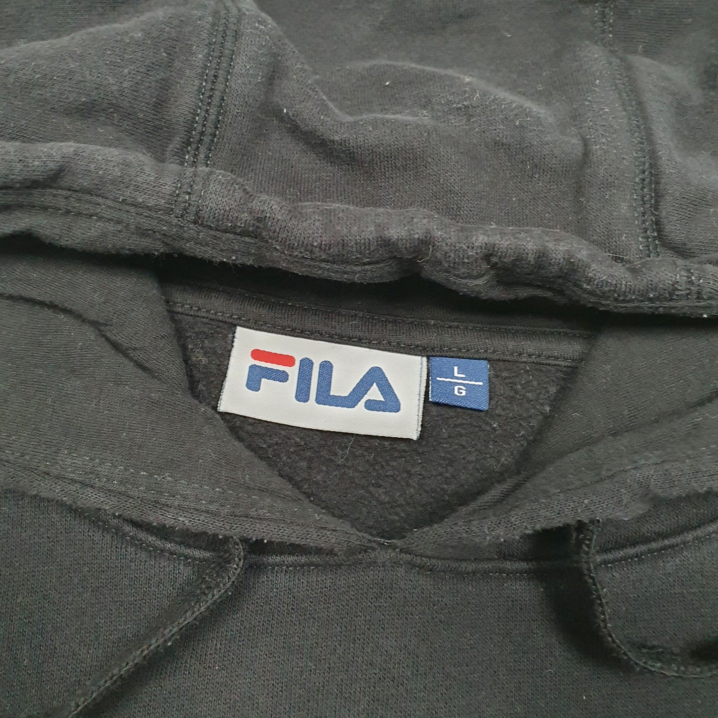 Mens Black Fila Spellout Hoodie Jumper