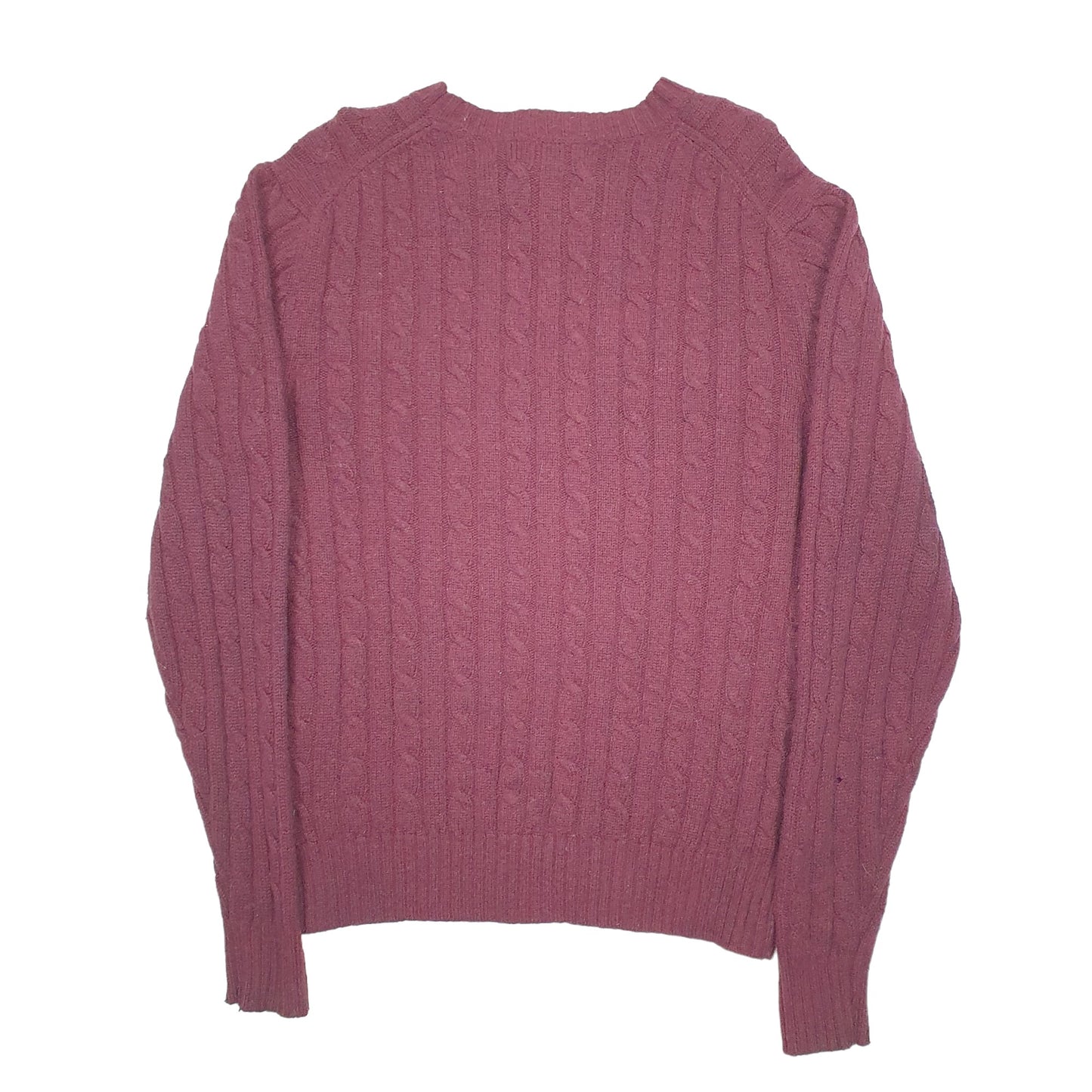 Mens Burgundy L.L.Bean Knit Cable Crewneck Jumper
