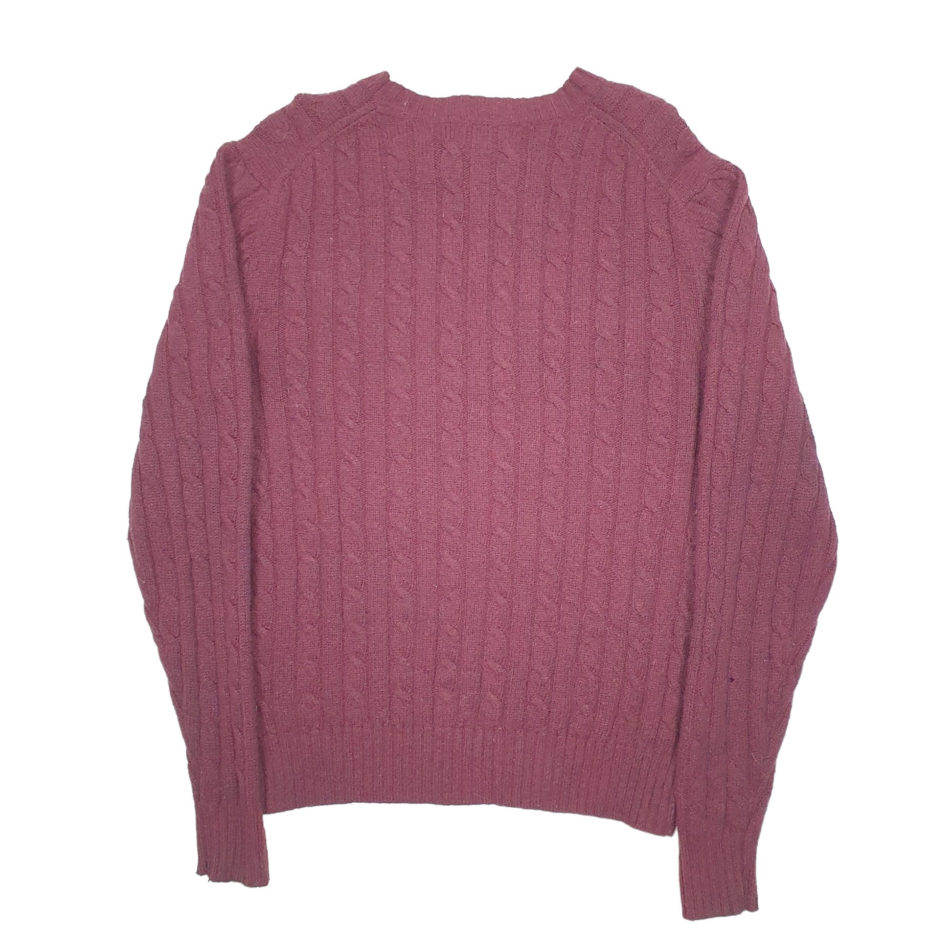 Mens Burgundy L.L.Bean Knit Cable Crewneck Jumper