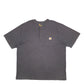 Mens Grey Carhartt Henley Short Sleeve T Shirt