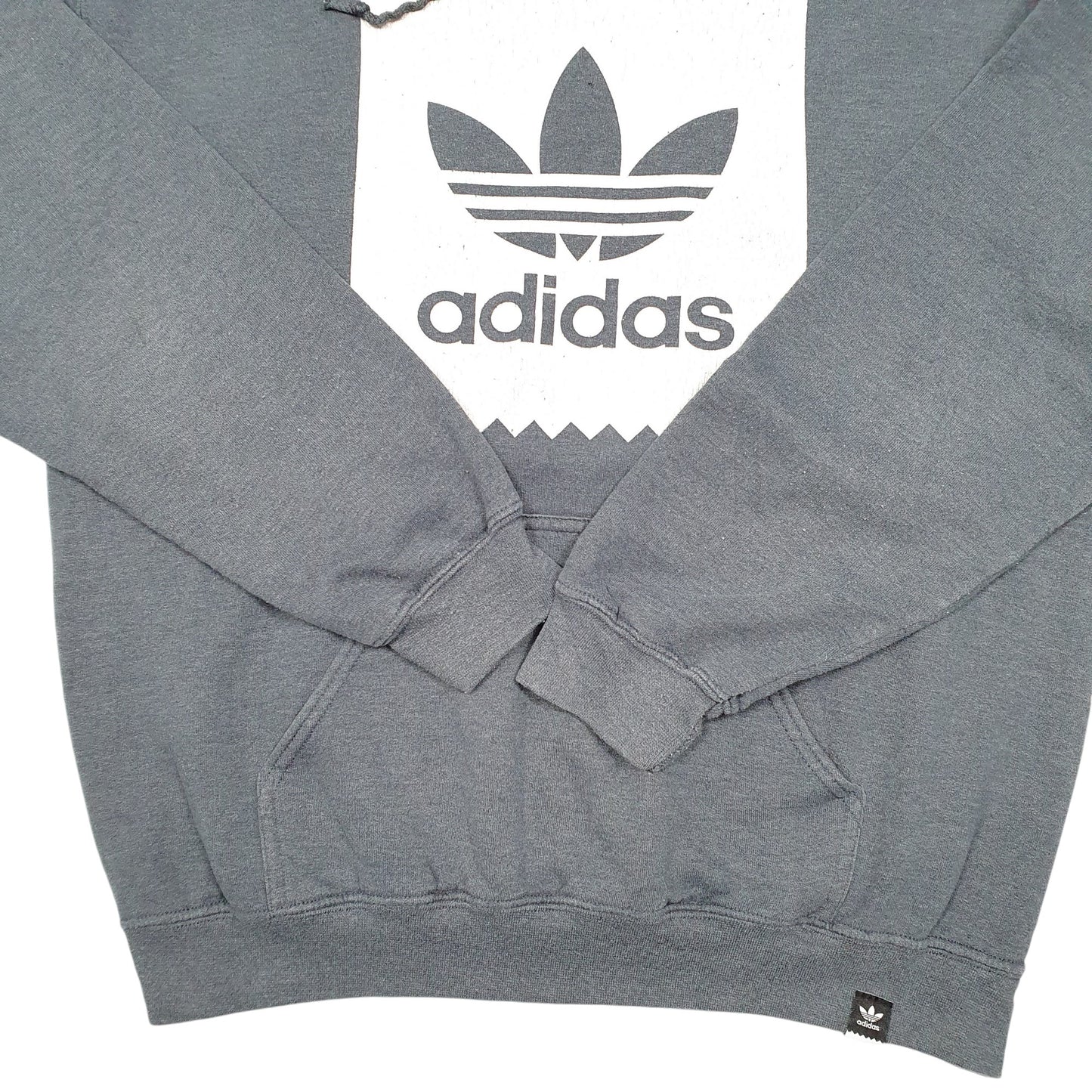Mens Grey Adidas Spellout Hoodie Jumper