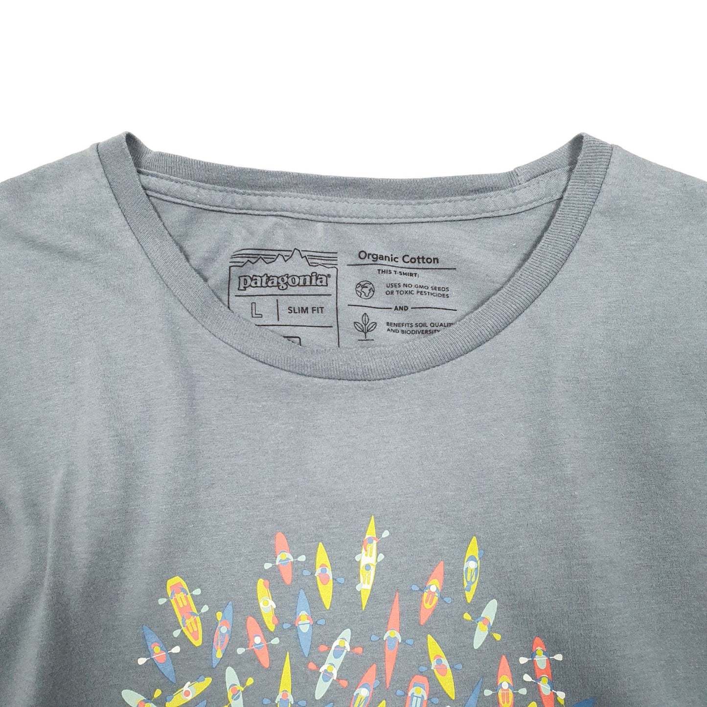 Mens Grey Patagonia Slim Fit Save Our Rivers Kayak Little Miami Conservancy Short Sleeve T Shirt