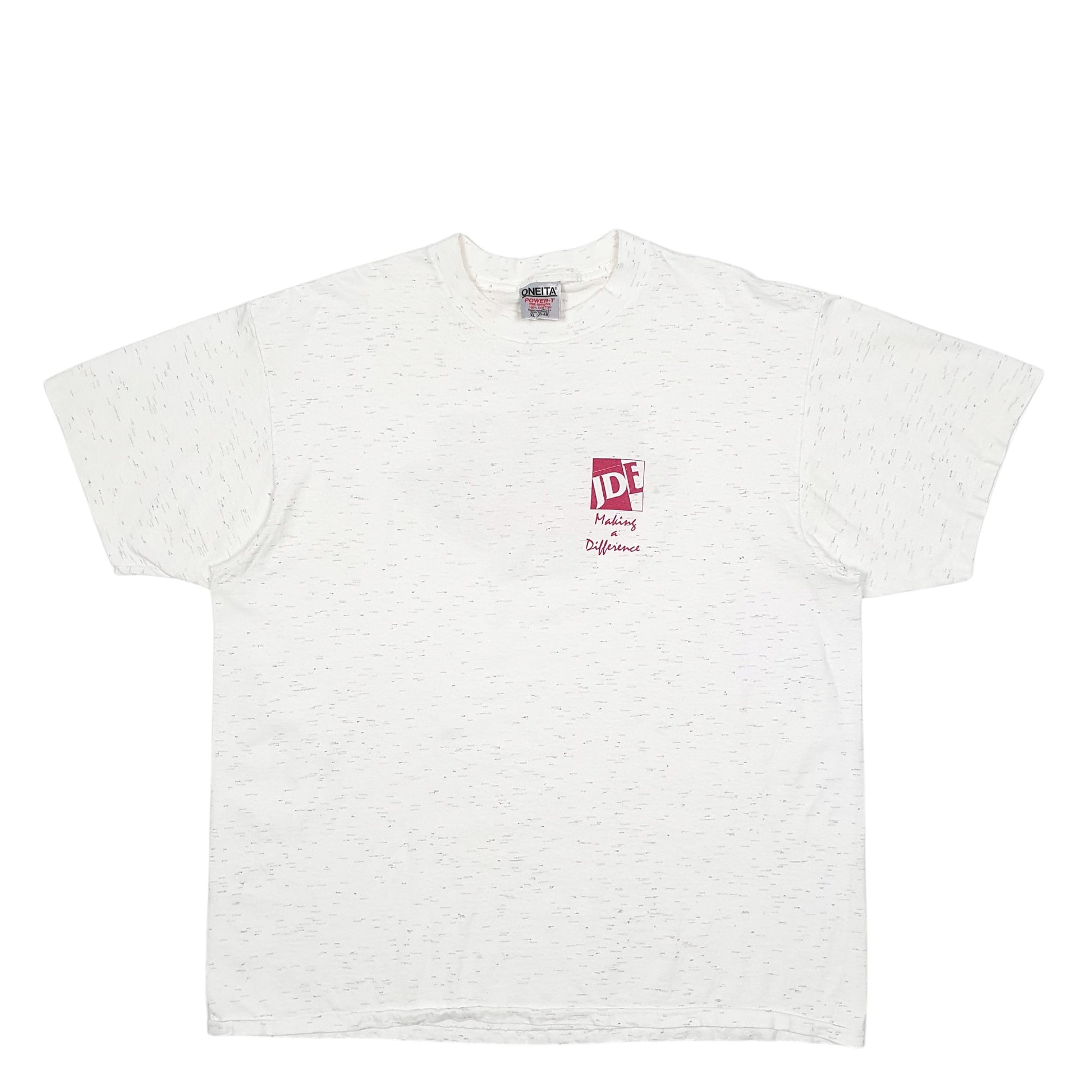 Mens White Oneita Single Stitch Vintage 90s Short Sleeve T Shirt