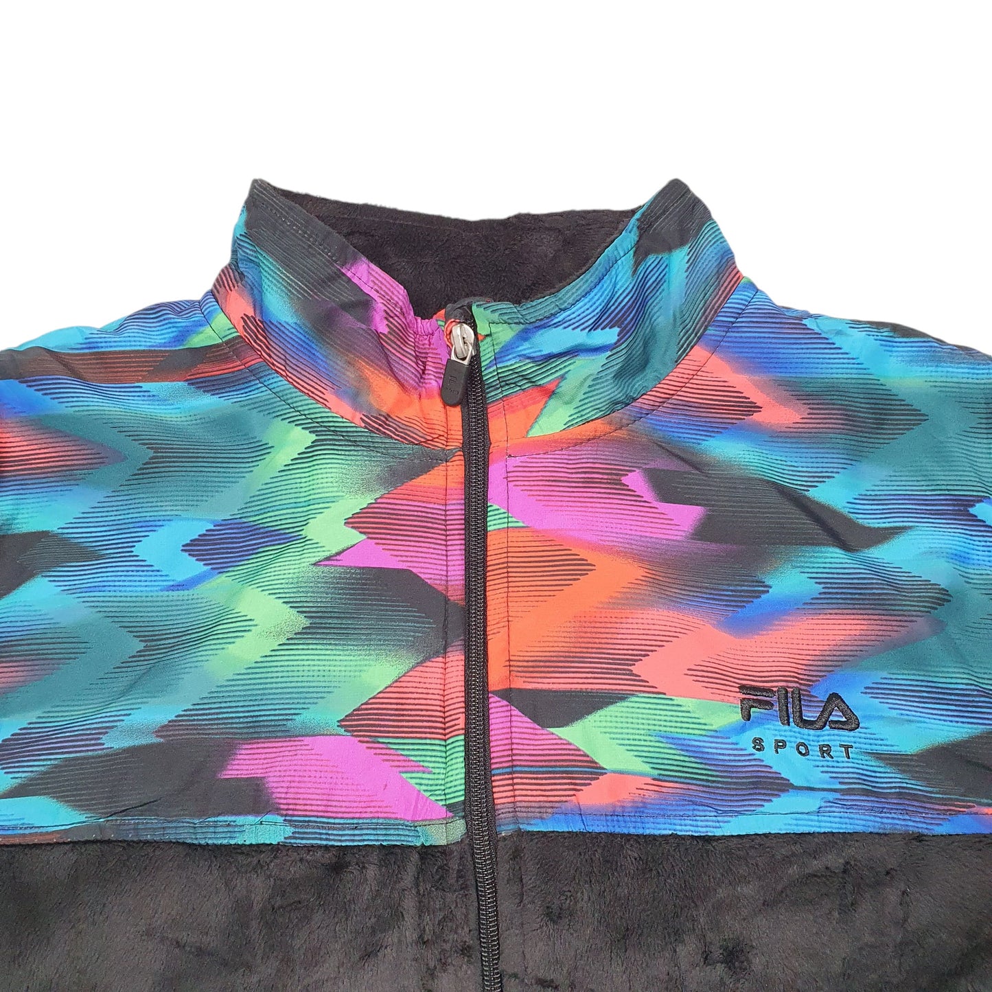 Womens Black Fila Sport Rave Festival Aztec Full Zip Jumper