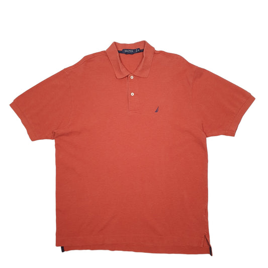 Mens Orange Nautica  Short Sleeve Polo Shirt