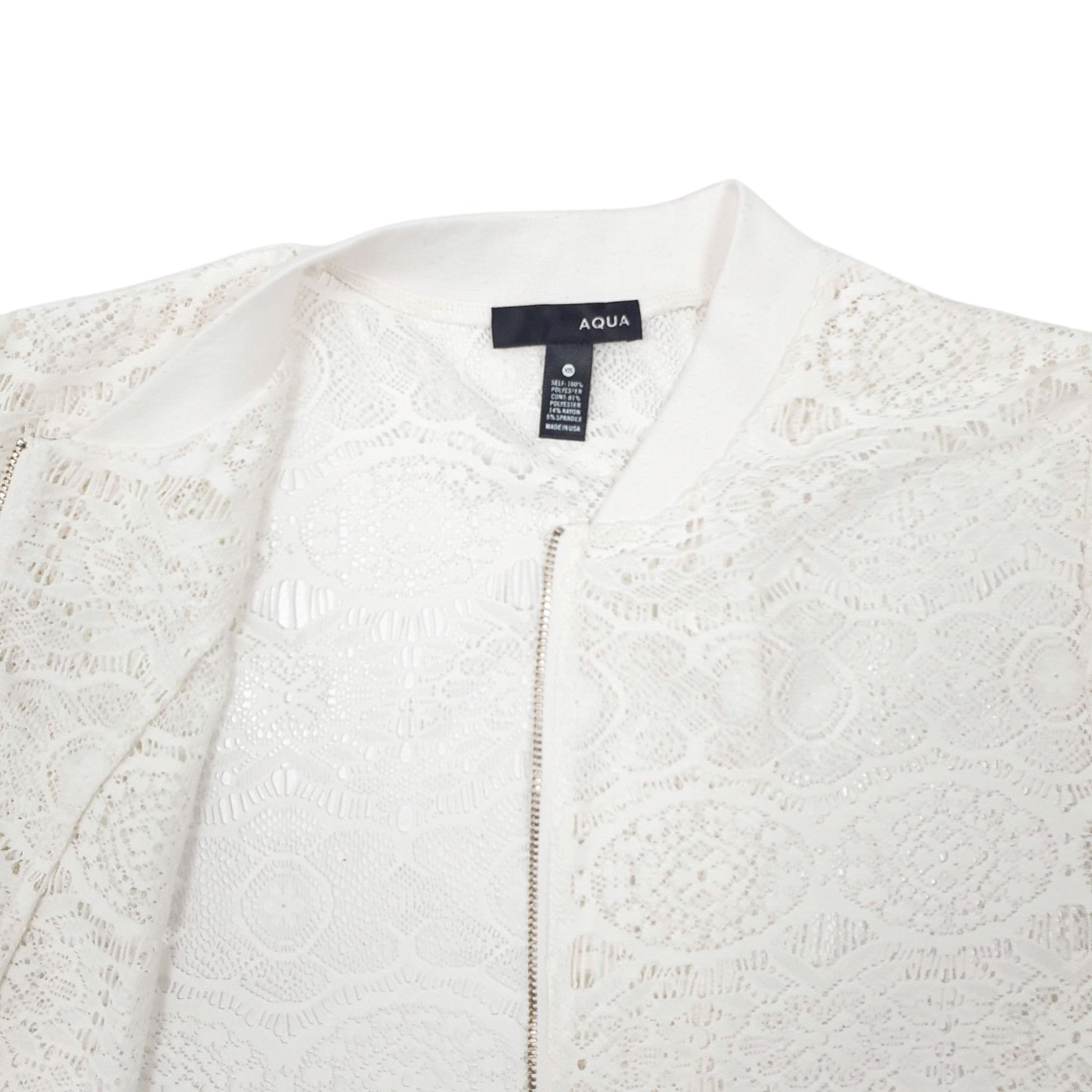 Womens White Aqua  Full Zip Jumper