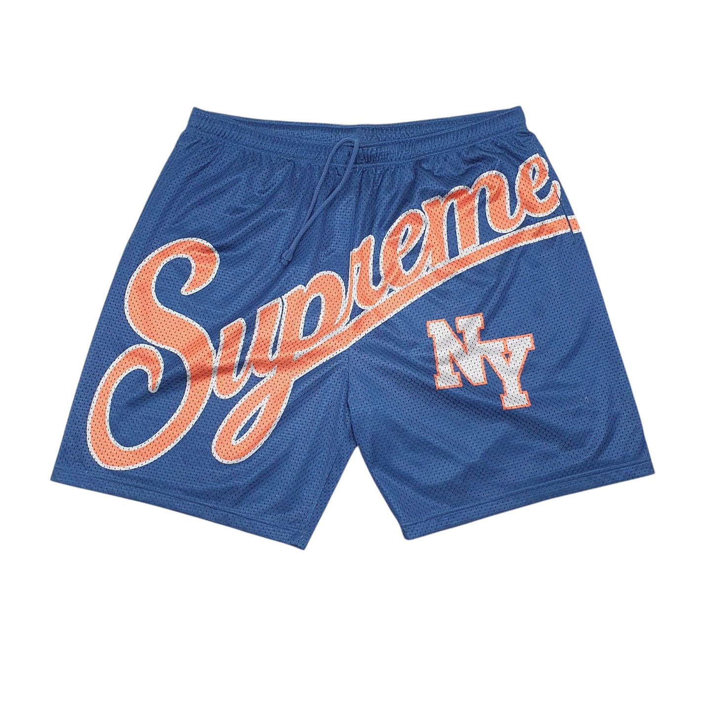 Mens Blue Supreme Spellout Basketball Sport Shorts