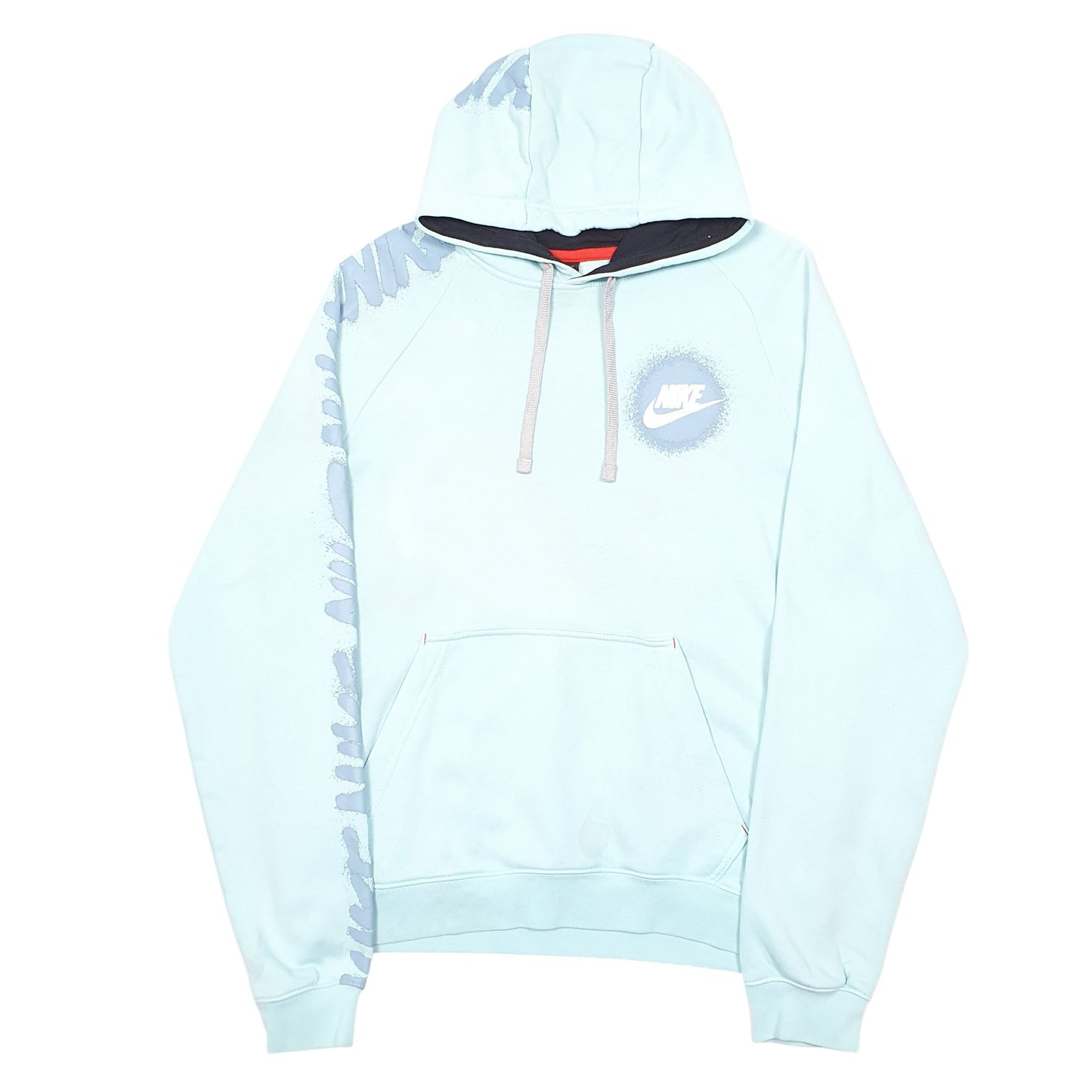 Mens Blue Nike Air Spray Paint Spellout Hoodie Jumper