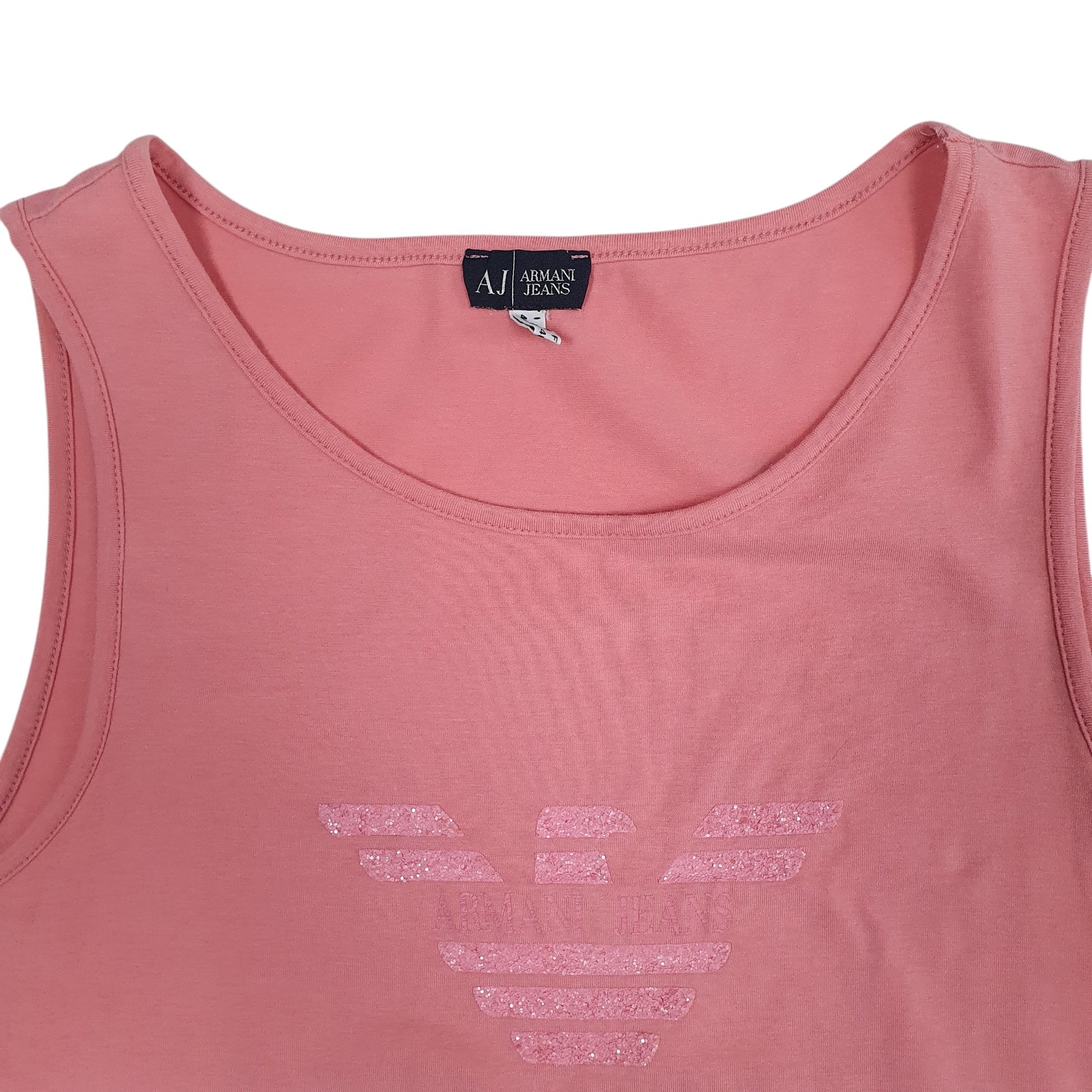 Womens Pink Armani Jeans Vest Short Sleeve T Shirt