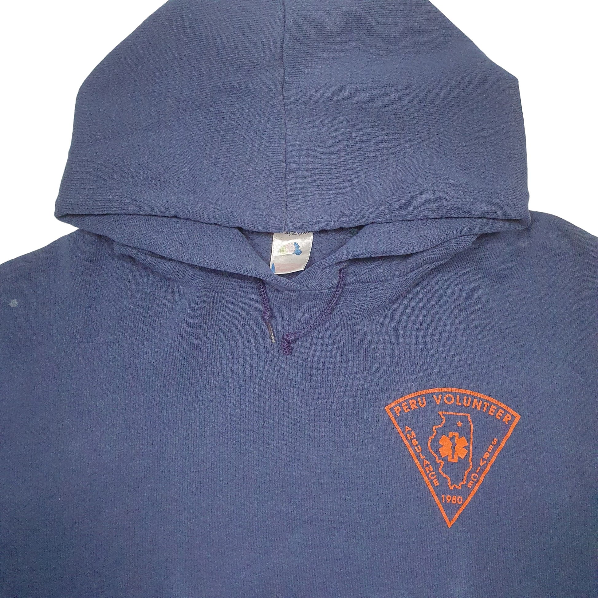 Mens Navy Fruit Of The Loom Peru 1980 Ambulance Service Hoodie Jumper