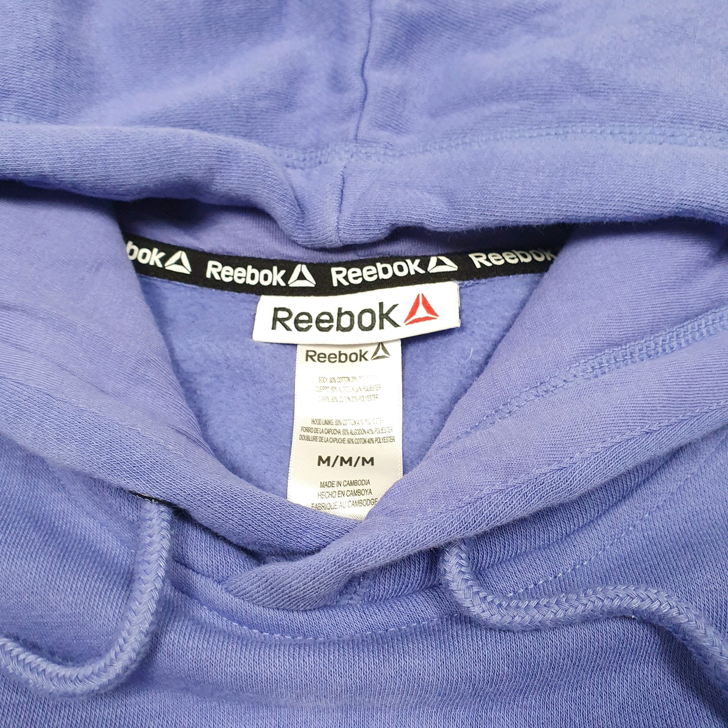 Mens Purple Reebok Spellout Hoodie Jumper