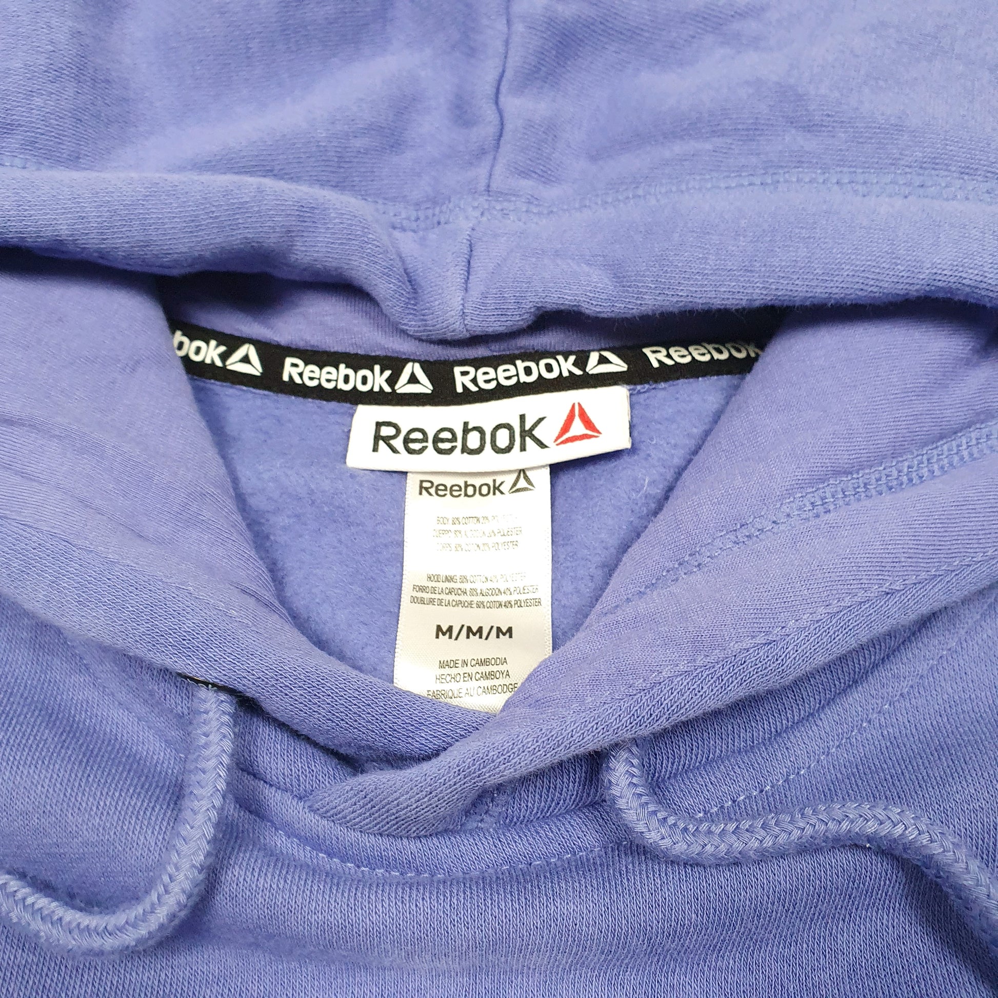 Mens Purple Reebok Spellout Hoodie Jumper