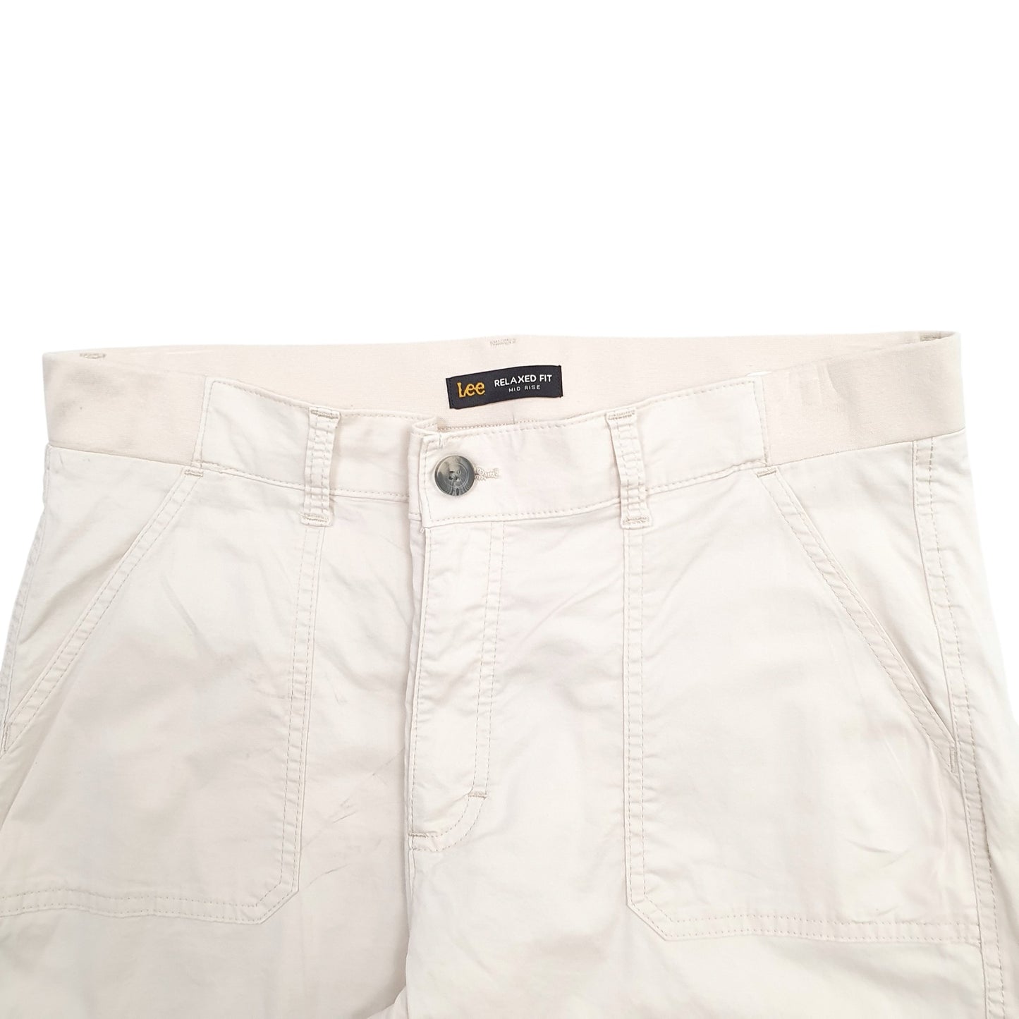 Womens Cream Lee Mid Rise Stretch Fit Chino Trousers
