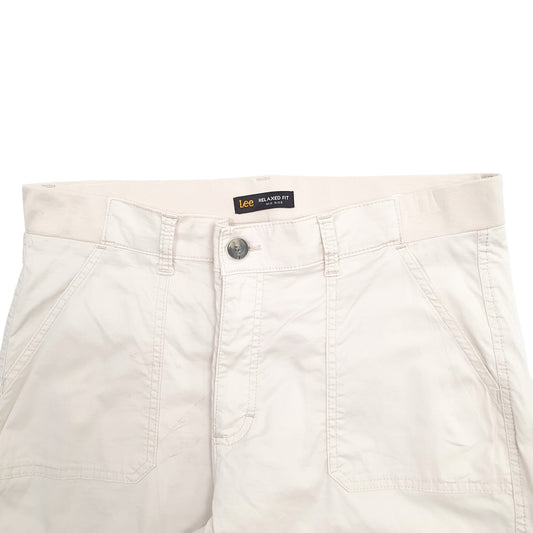Womens Cream Lee Mid Rise Stretch Fit Chino Trousers