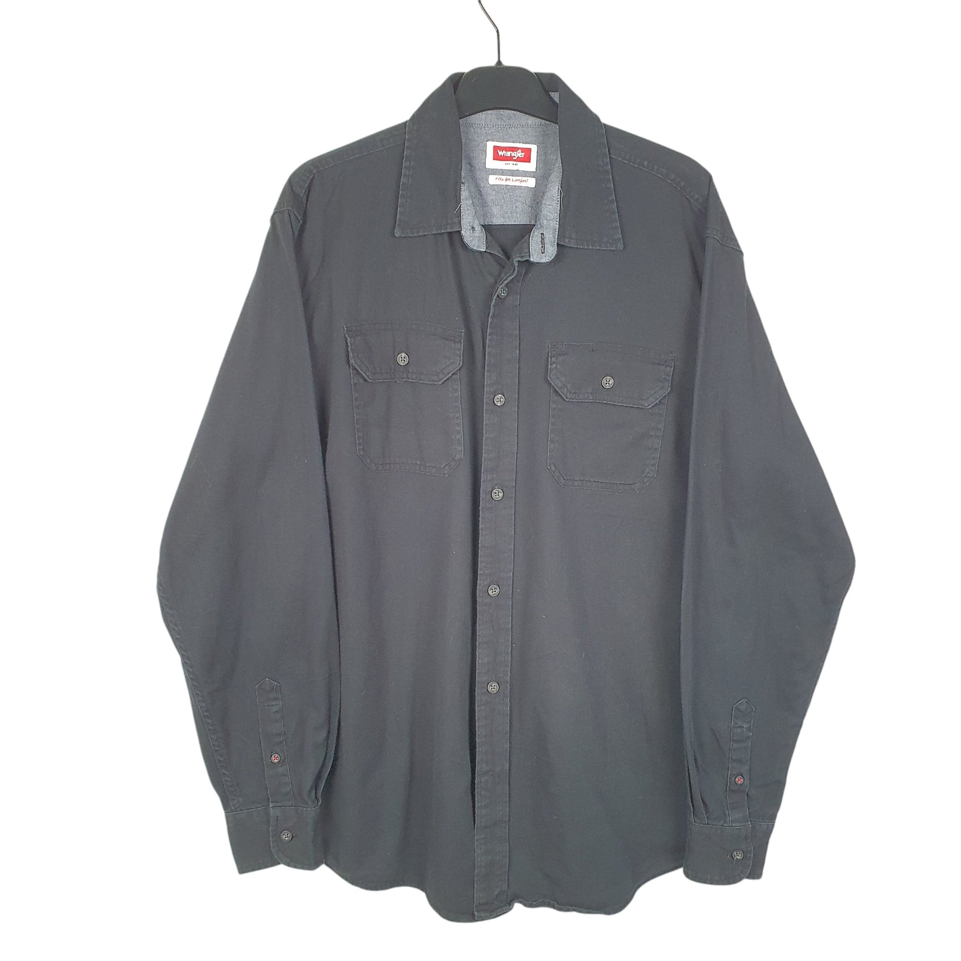Mens Black Wrangler Workwear Overshirt Flex Comfort Long Sleeve Shirt