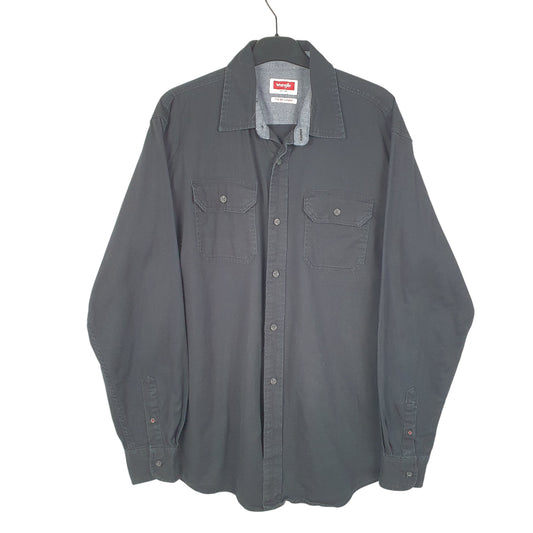 Mens Black Wrangler Workwear Overshirt Flex Comfort Long Sleeve Shirt