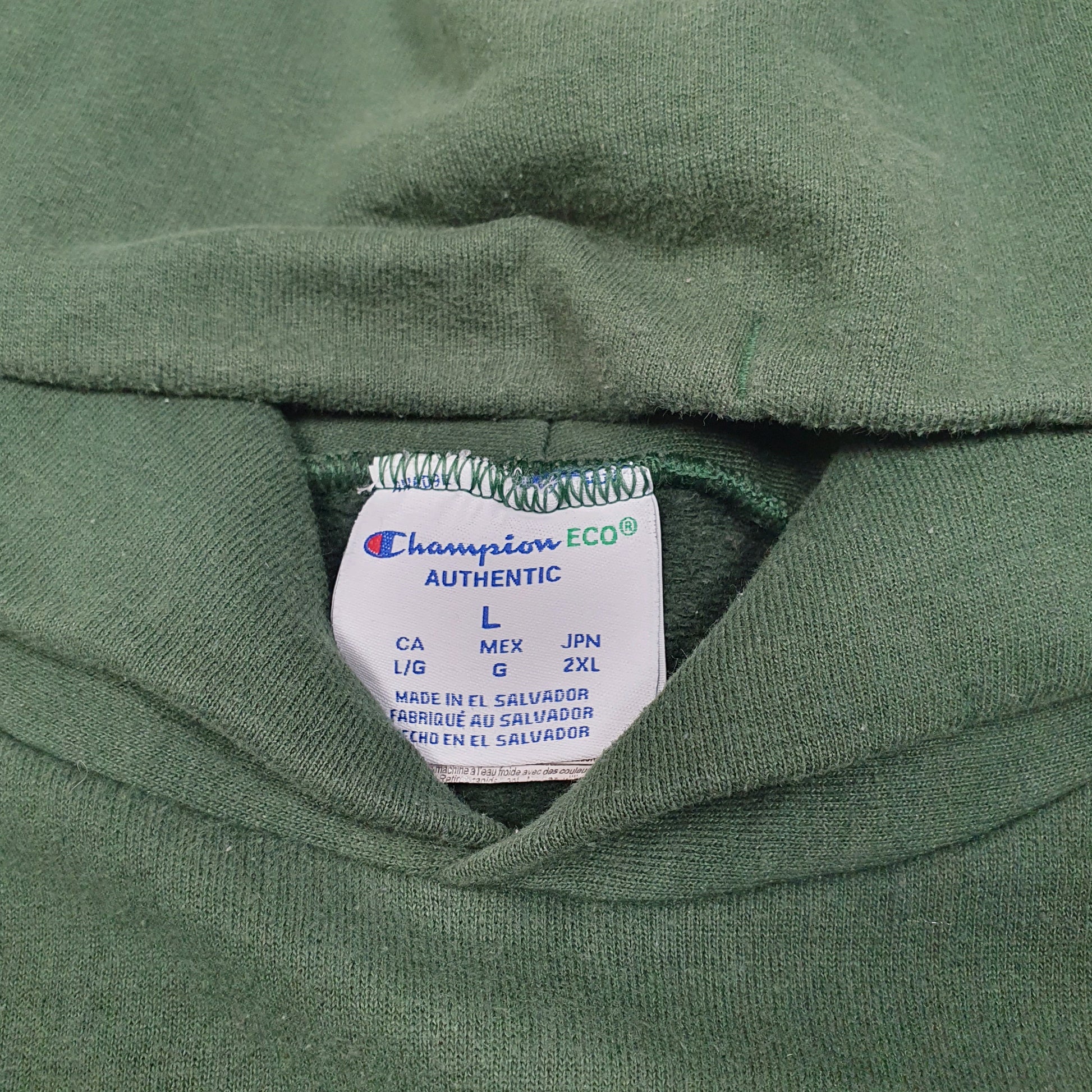 Mens Green Champion HCHS College USA Spellout Hoodie Jumper