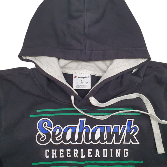 Womens Black Champion Spellout Seahawks Cheerleading Hoodie Jumper