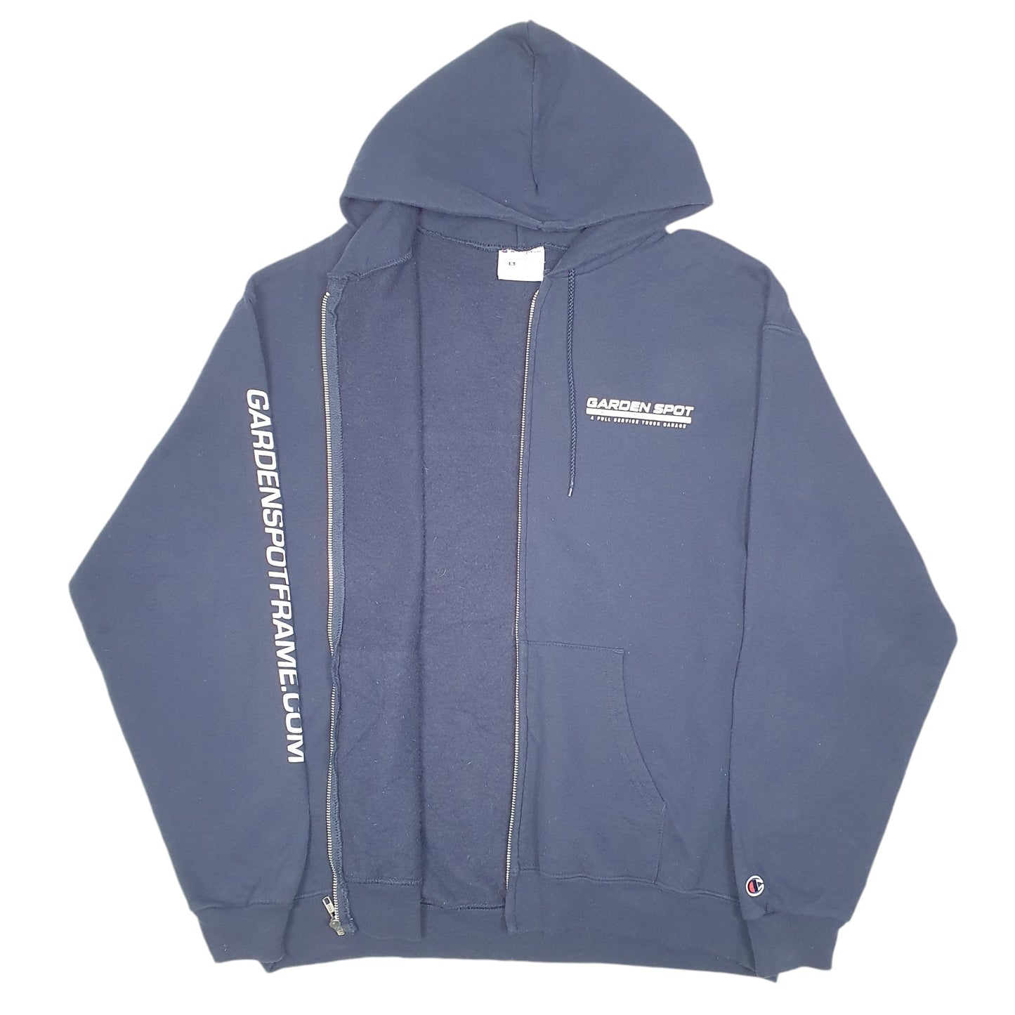 Mens Navy Champion Hoodie Garden Spot USA Full Zip Jumper