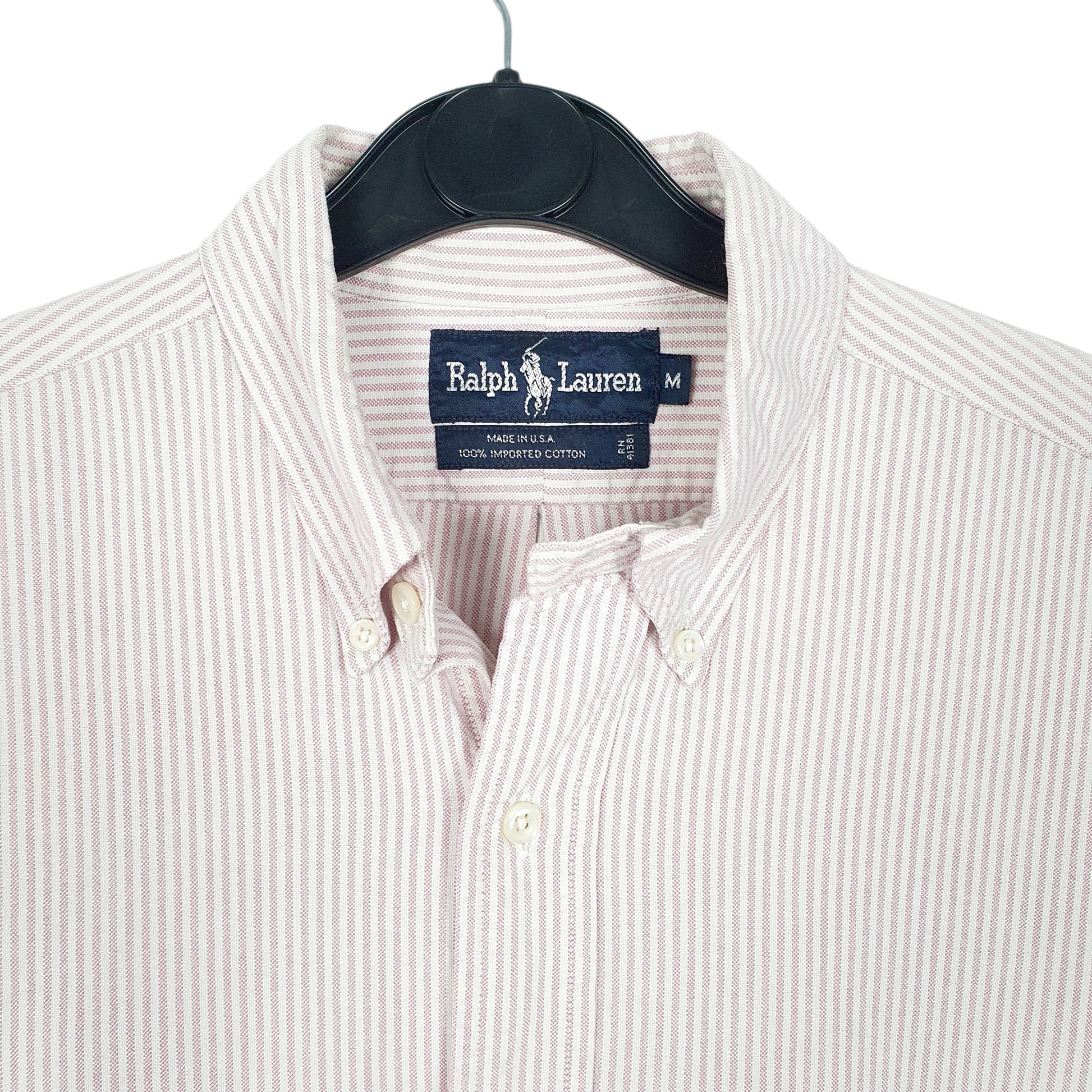 Mens Pink Ralph Lauren Vintage Oxford Made In USA Long Sleeve Shirt