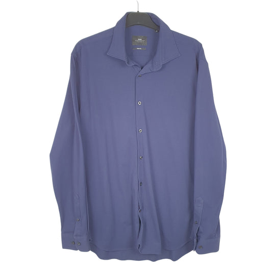 Mens Navy Moss London Long Sleeve Shirt