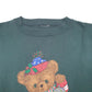 Mens Green Unbranded Festive Teddy Christmas Bear Peace Crewneck Jumper