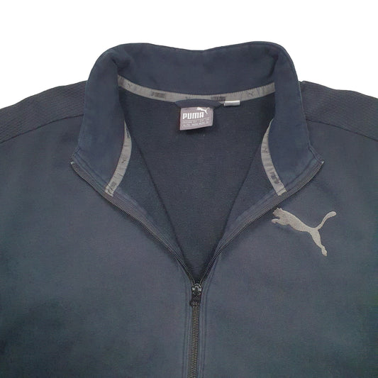 Mens Black Puma Spellout Full Zip Jumper