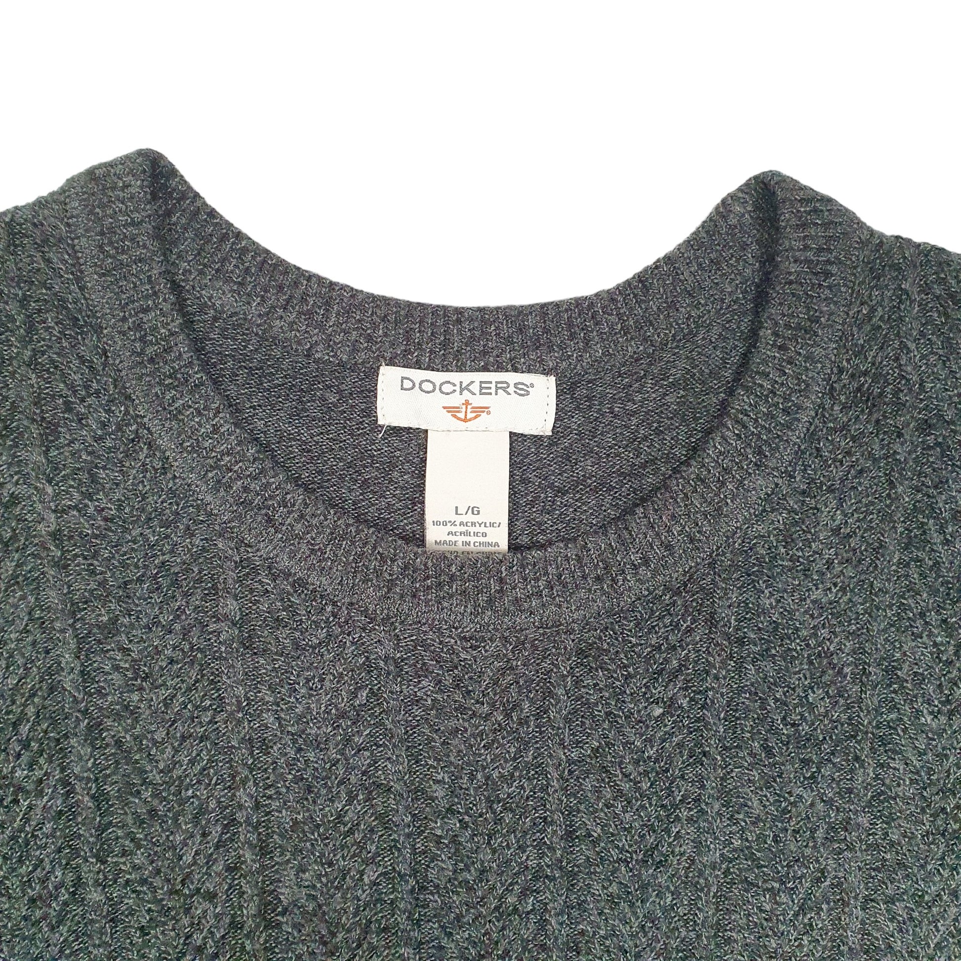 Mens Grey Dockers Knit Crewneck Jumper