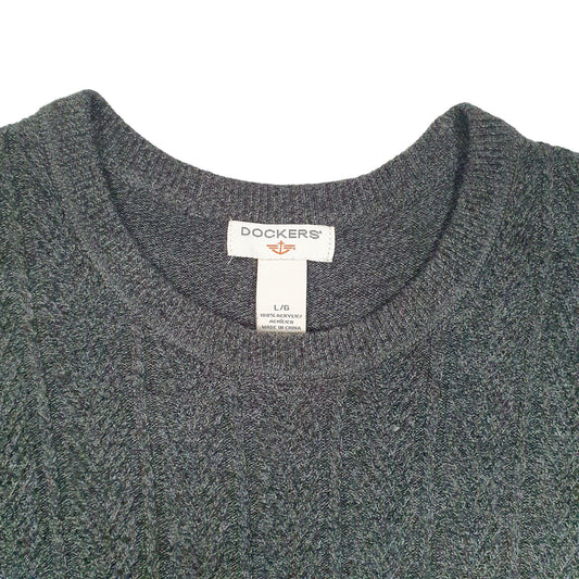 Mens Grey Dockers Knit Crewneck Jumper
