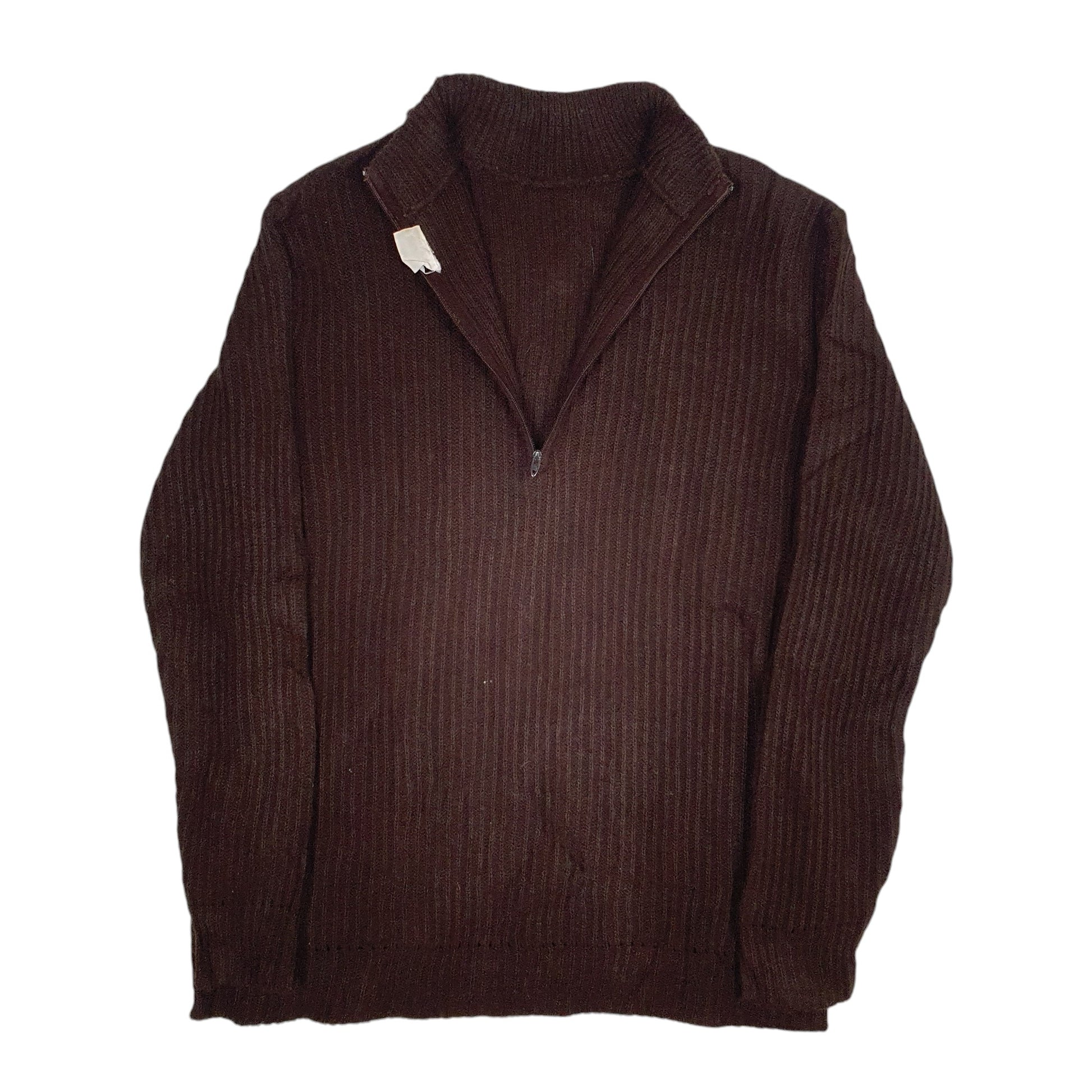 Mens Brown Ko Ko Knits Knitwear Vintage Talon Zip Quarter Zip Jumper