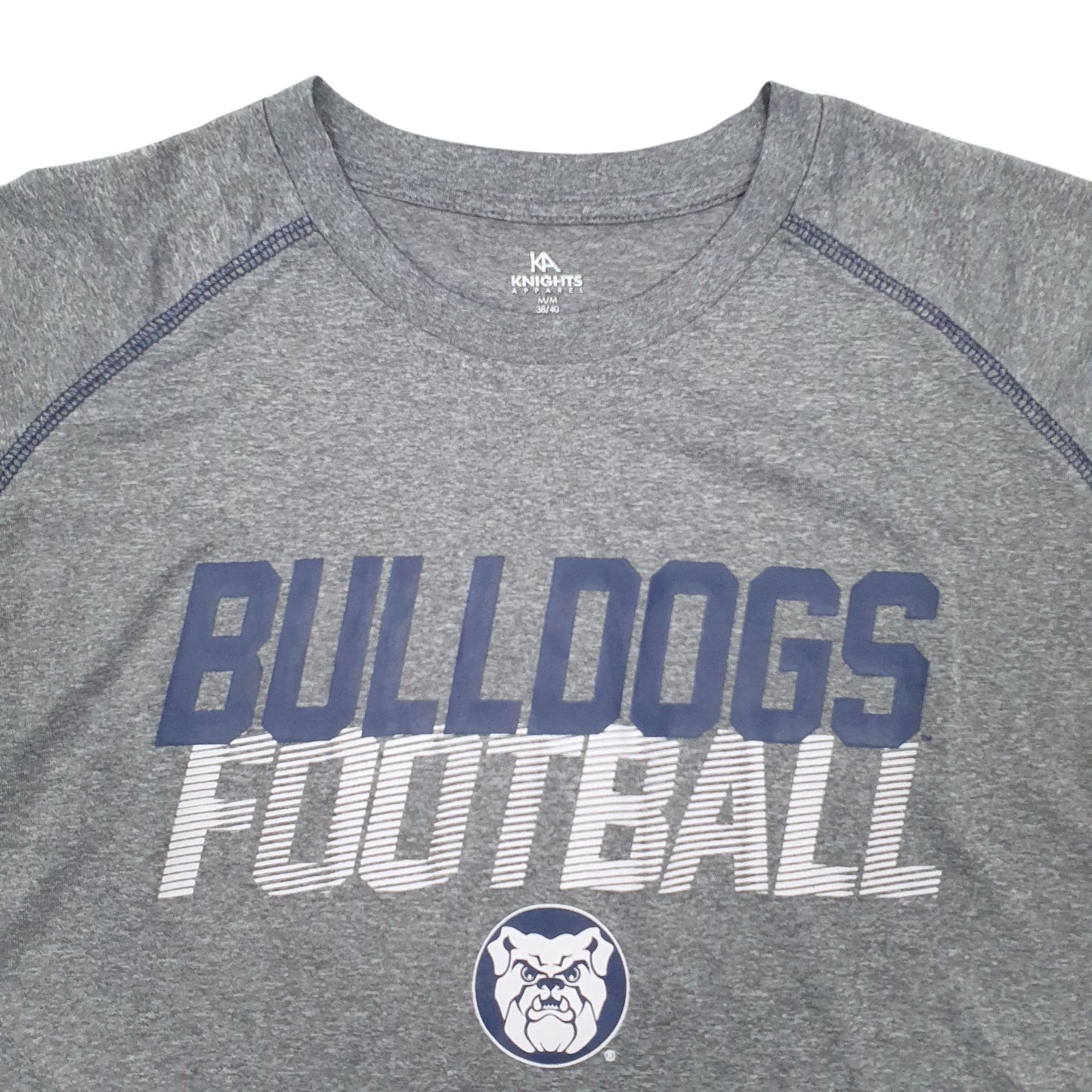 Mens Grey KA Knights Active Wear Bulldog Football Short Sleeve T Shirt