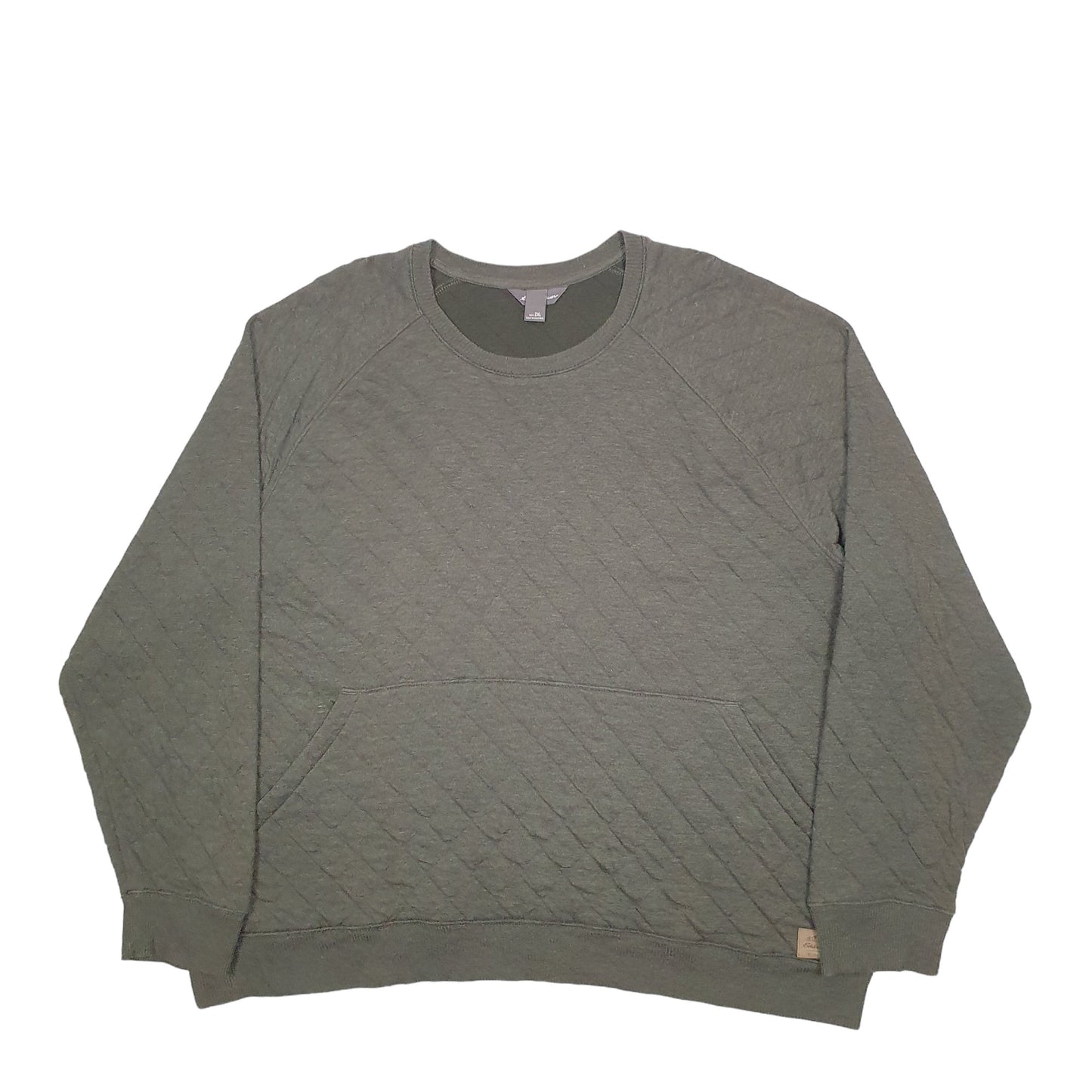 Mens Khaki Eddie Bauer Quilted Pocket Crewneck Jumper