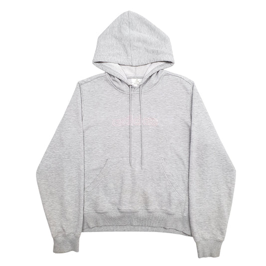 Womens Grey Adidas Spellout Hoodie Jumper